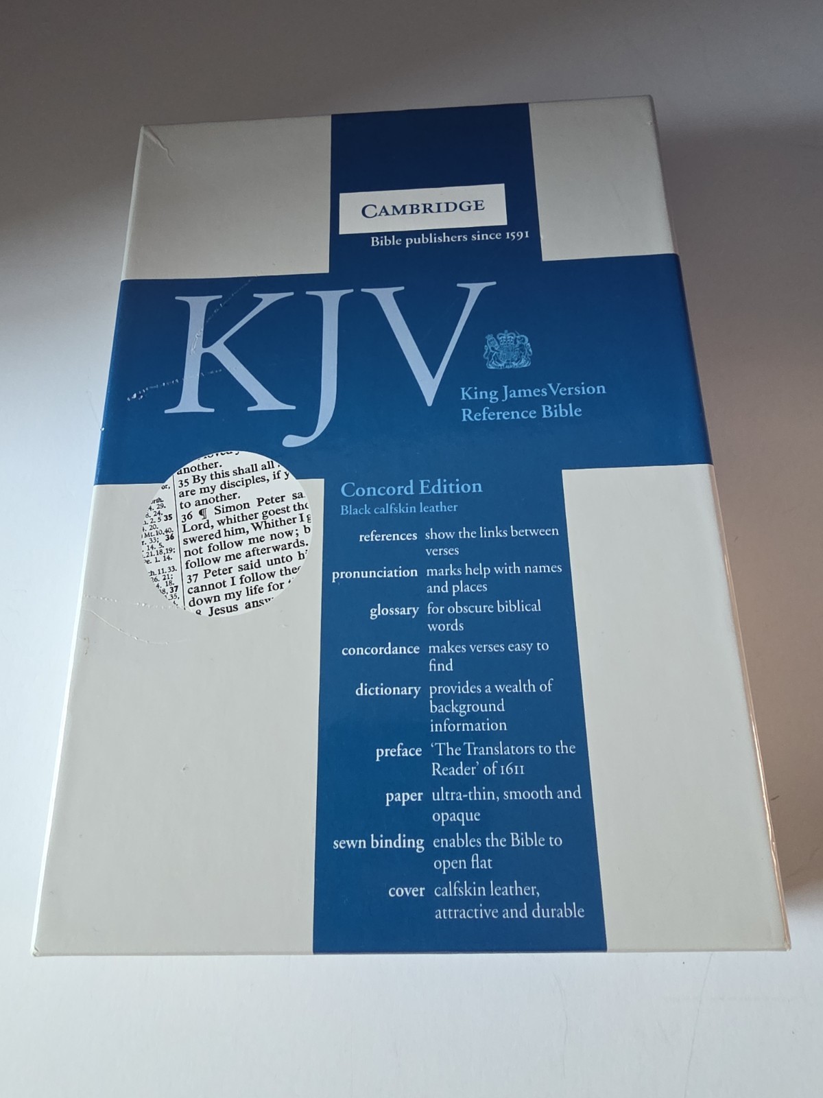 Cambridge KJV Reference Bible Genuine Black Calfskin Leather CD267 In Box