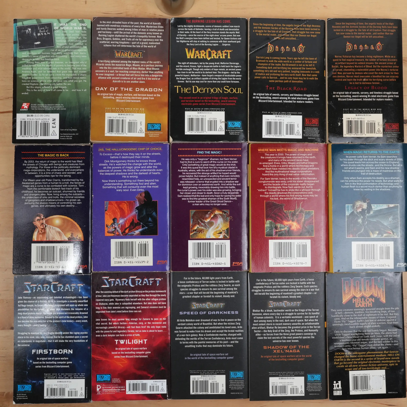 Video Game and Table Top Game Novels – 35 Book Lot – Doom, Diablo, Battletech…