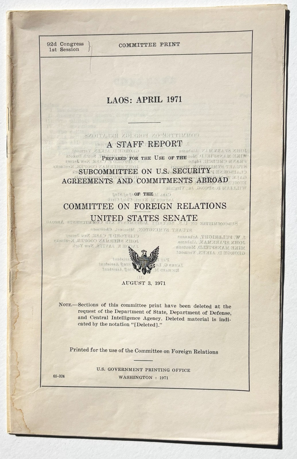 Congressional Subcommittee Hearings and Reports – Vietnam/Indochina