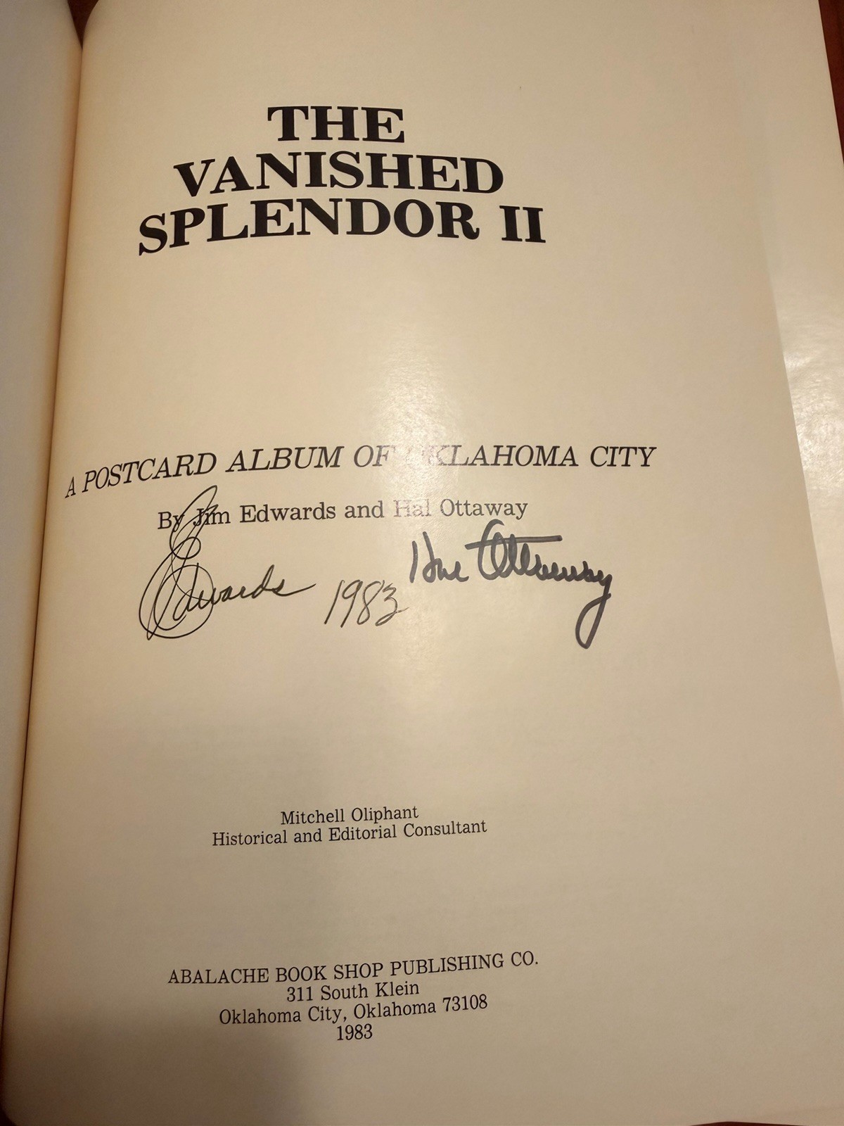 SIGNED Set The Vanished Splendor I & II Oklahoma City Postcards 1st Ed Edwards