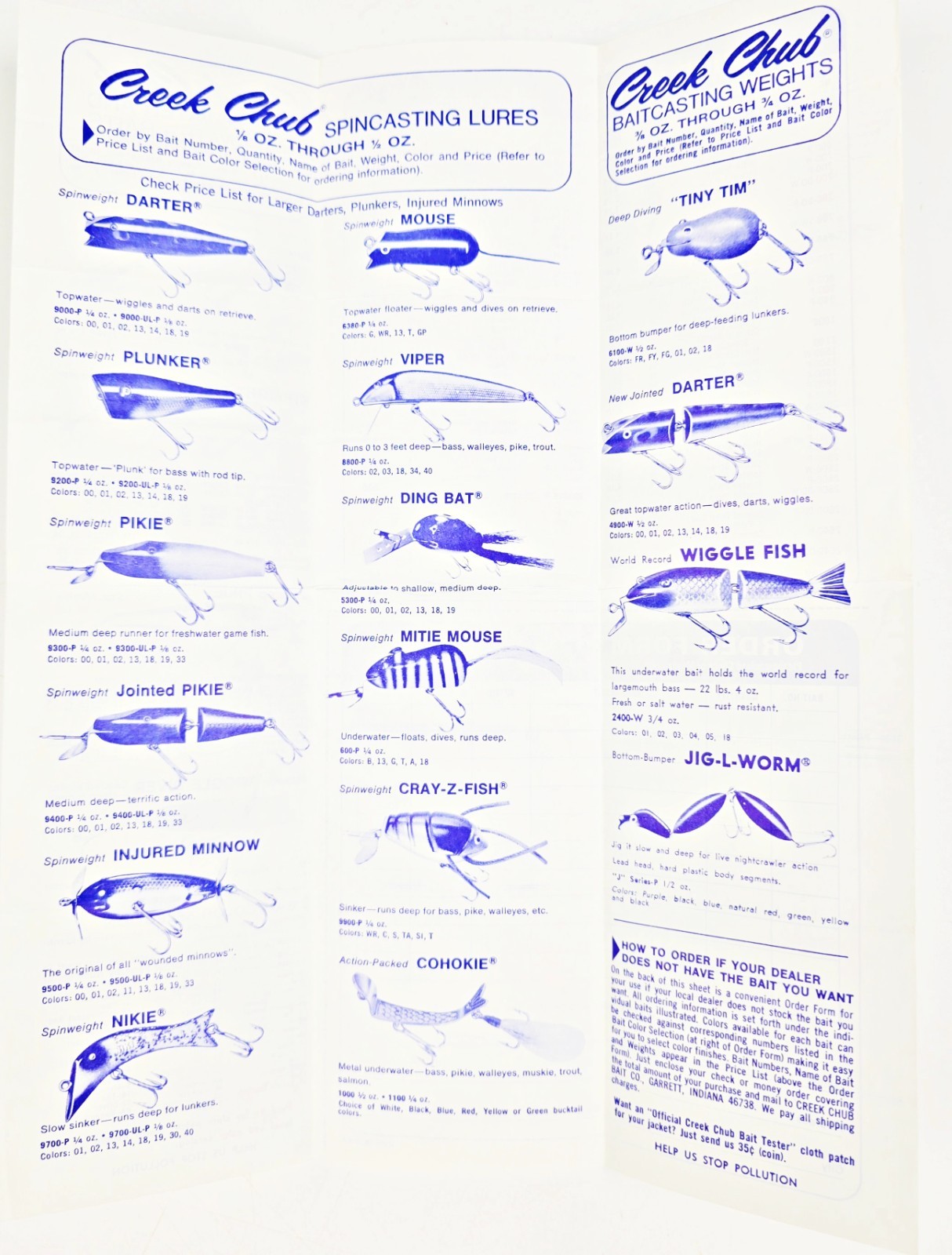 Six 1970s Creek Chub Bait Co Lure Box Inserts Plus A Bonus