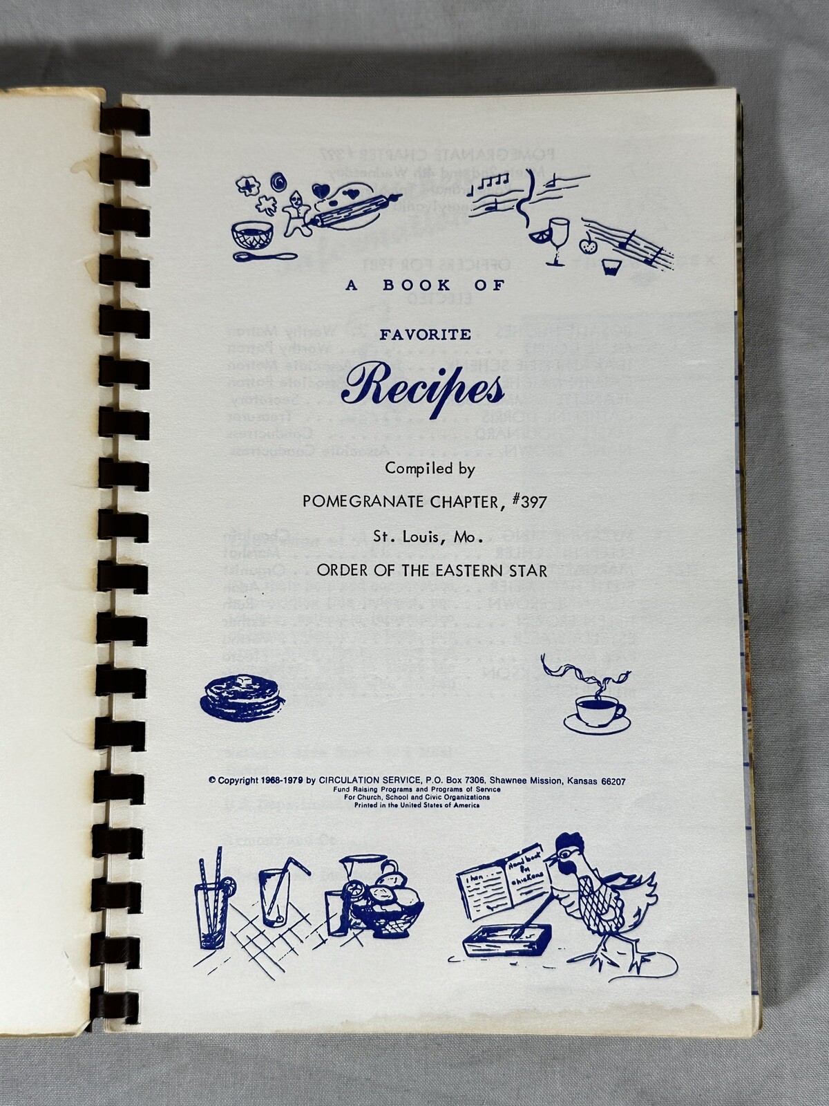 1981 Order of Eastern Star Chapter #397 Spiral Recipe Book Pomegranate Cookery