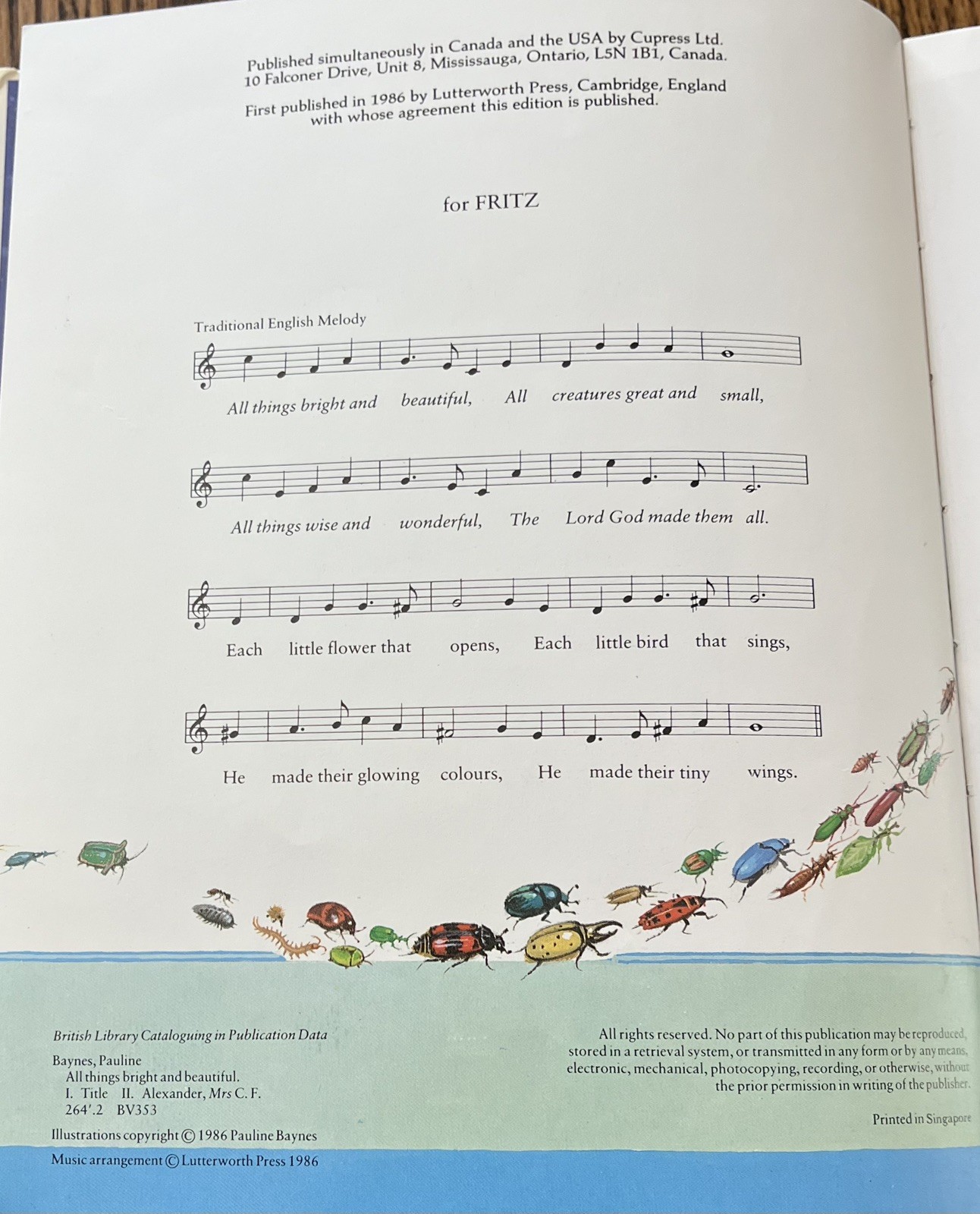 ALL THINGS BRIGHT AND BEAUTIFUL : illus Pauline Baynes : vintage