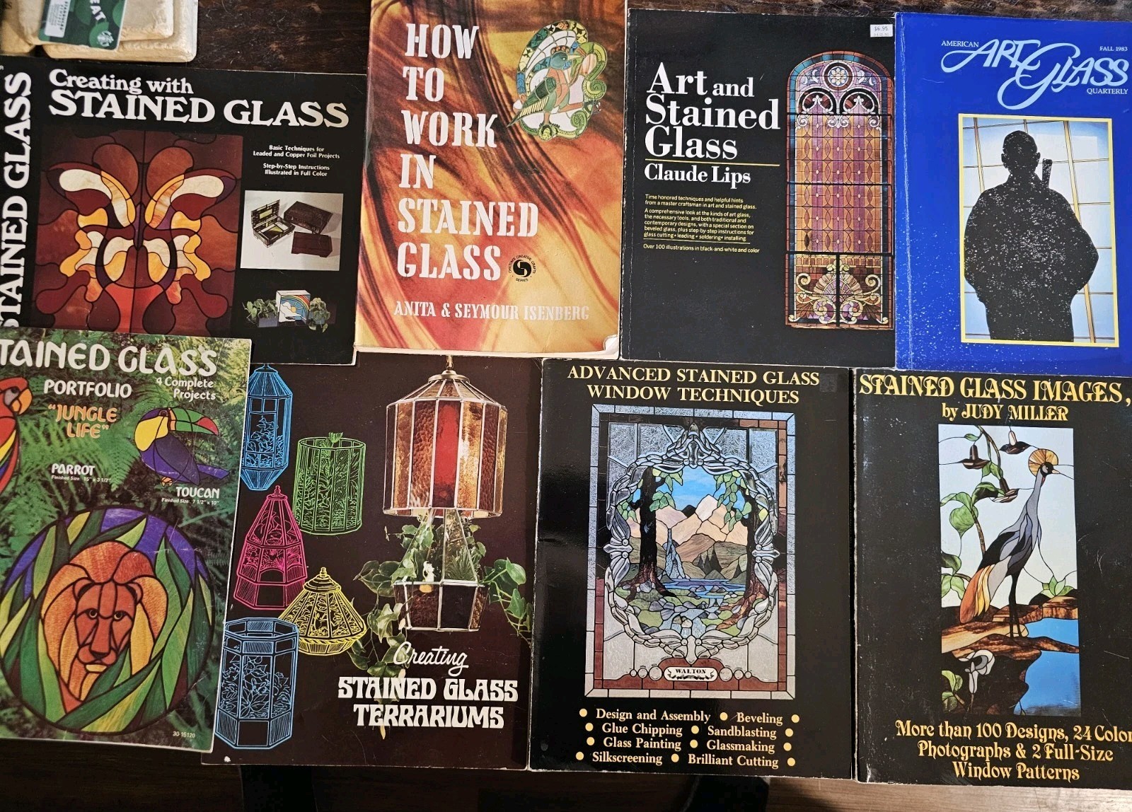 Vintage Stained Glass Book Lot Pattern Instruction Craft Terrarium Books