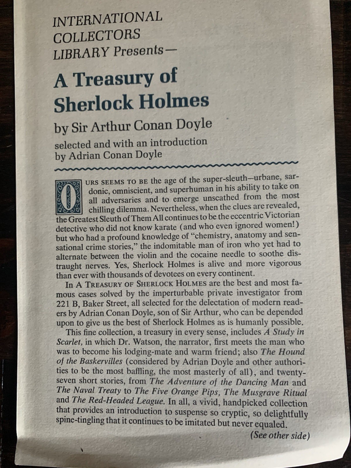 A Treasury of Sherlock Holmes /R L Stevenson Short Stories Collectors Library