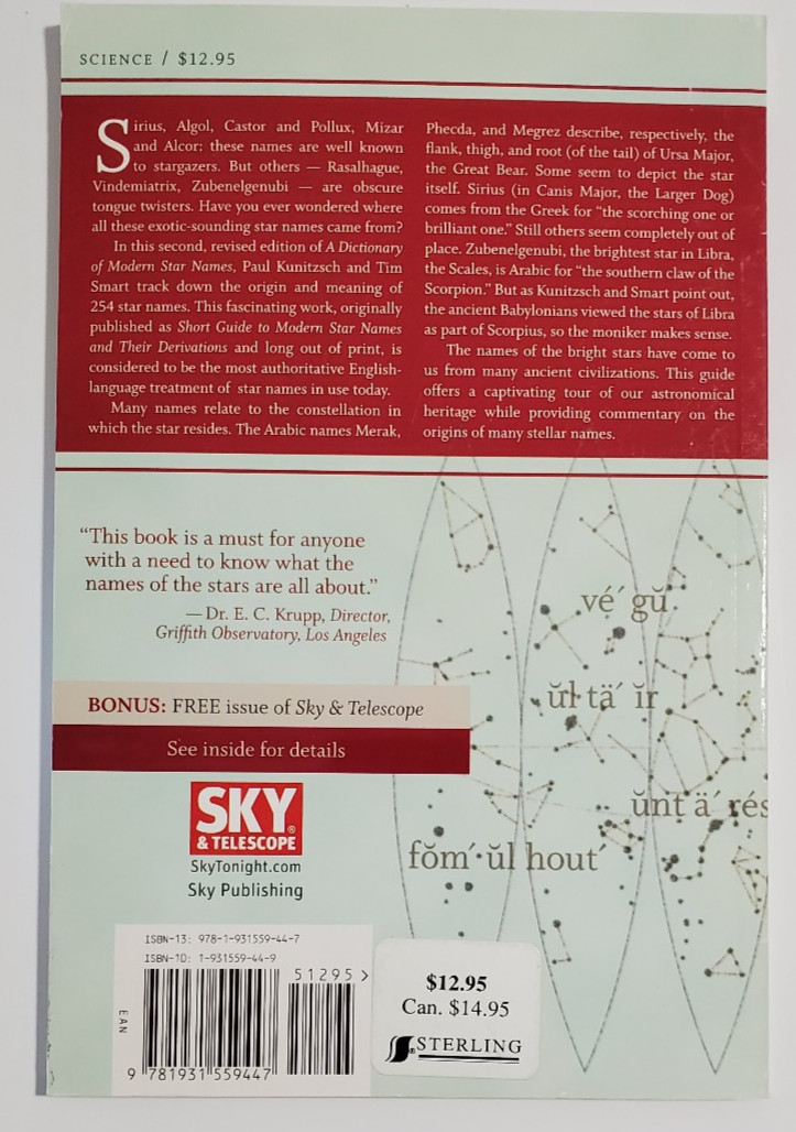 A Dictionary of Modern Star Names: A Short Guide to 254 Star Names and Their…