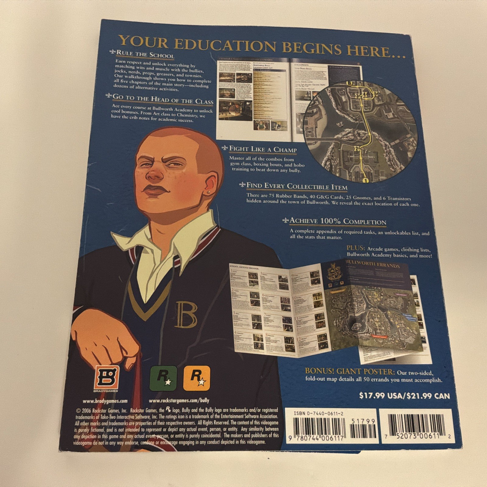 Bully Official Strategy Guide by BradyGames Staff and Tim Bogenn (2006, Perfect)