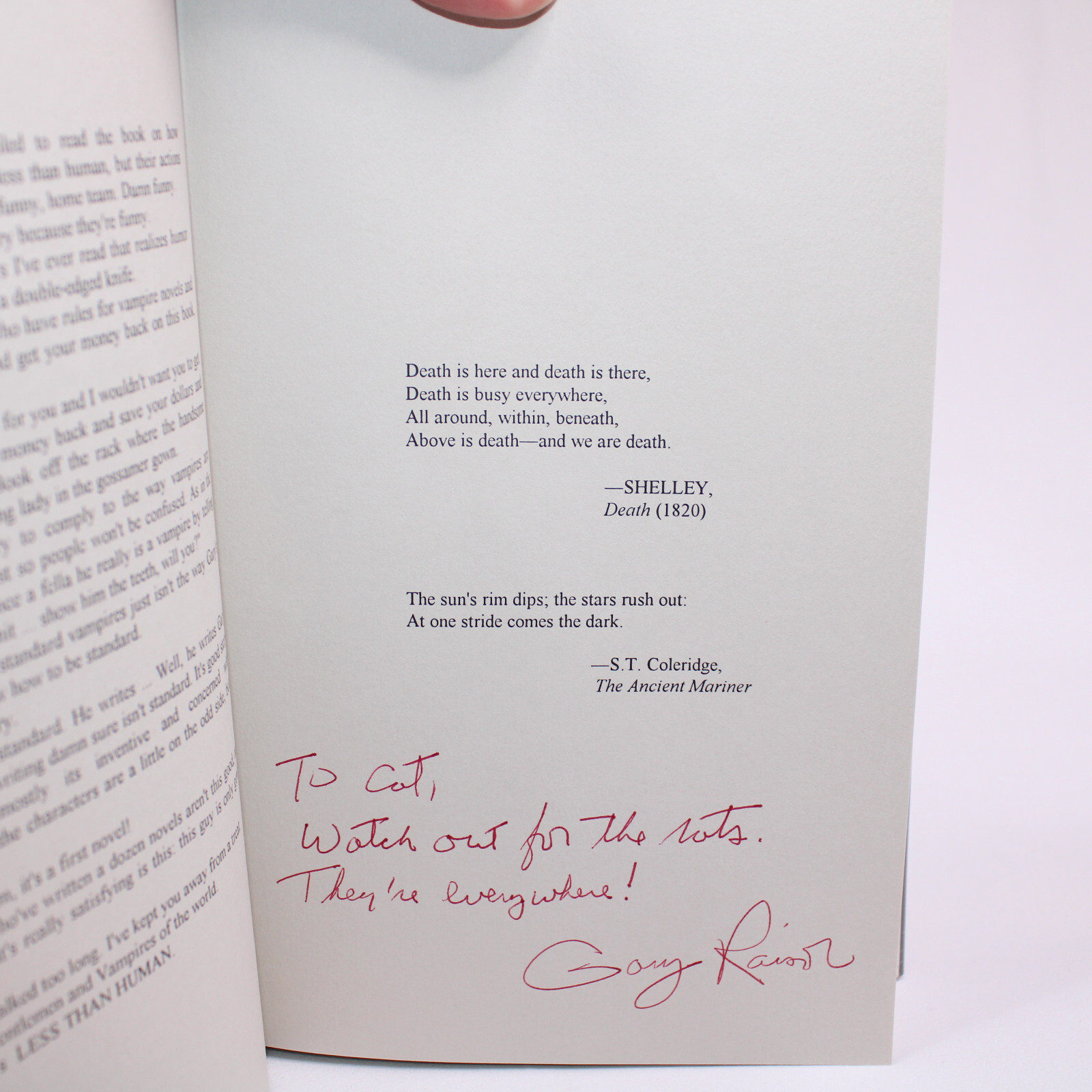 Signed Less Than Human By Gary Raisor First Edition Limited Signed First OCP Ed