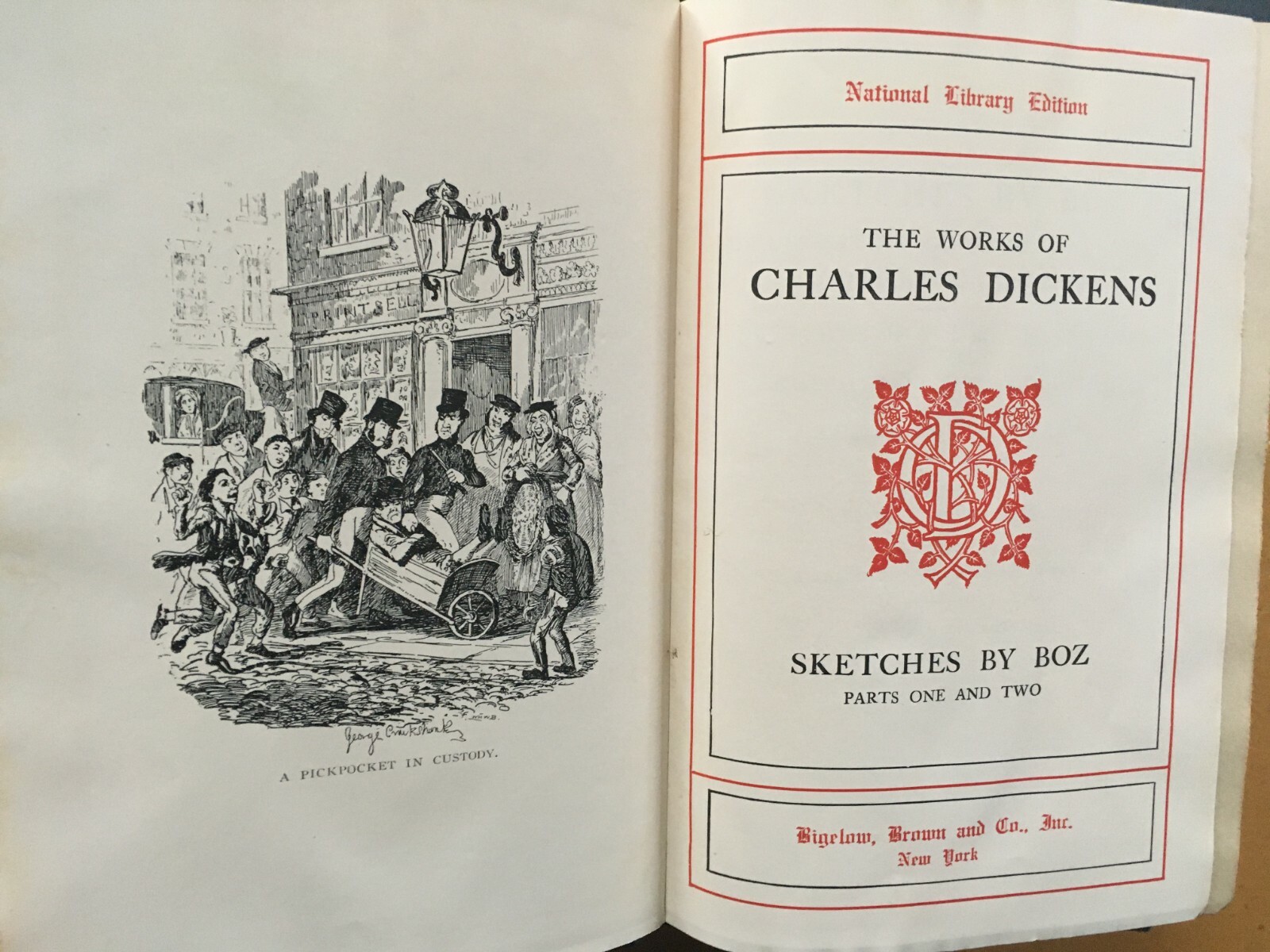 The Works of Charles Dickens, 9 vol, HC, National Library Edition, Illustrated