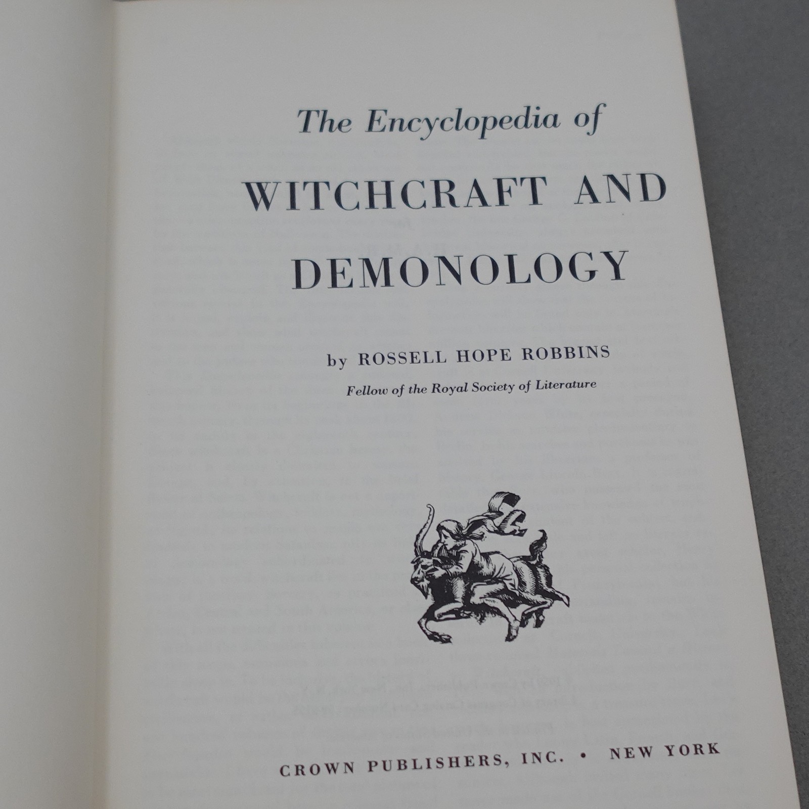 1959 The Encyclopedia of Witchcraft and Demonology by Rossell Hope Robbins BCE