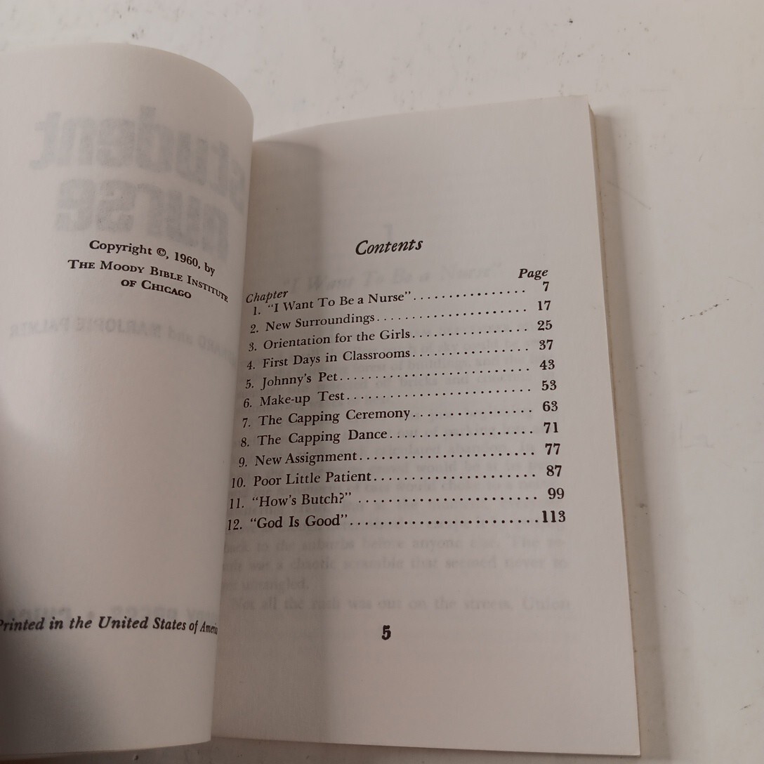 Student Nurse by Bernard & Marjorie Palmer MMPB (1960) MOODY PRESS