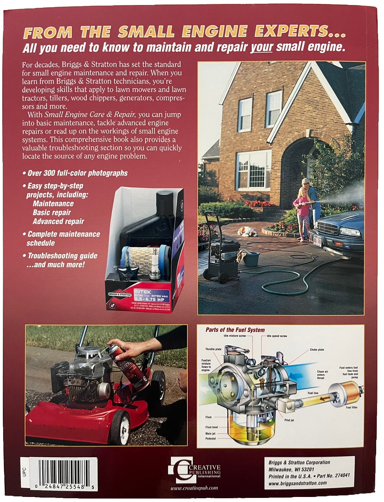 1990s -2000s BRIGGS & STRATTON SMALL ENGINE CARE REPAIR MANUAL LAWN MOWER TILLER