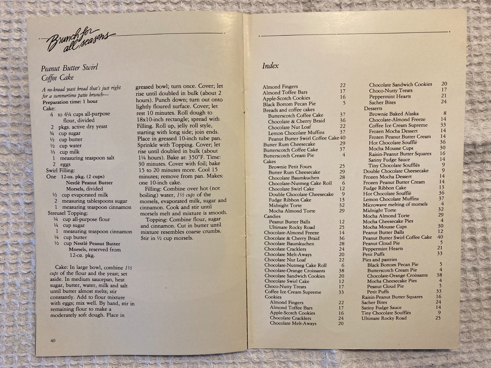 Nestle Morsels Sweet Celebrations Dessert Recipe Cookbook © 1984 Meredith Corp.