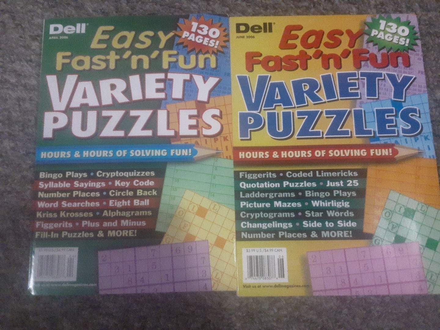 Lot Of 7 DELL Official Variety Puzzles Books Dated 2006 NEW