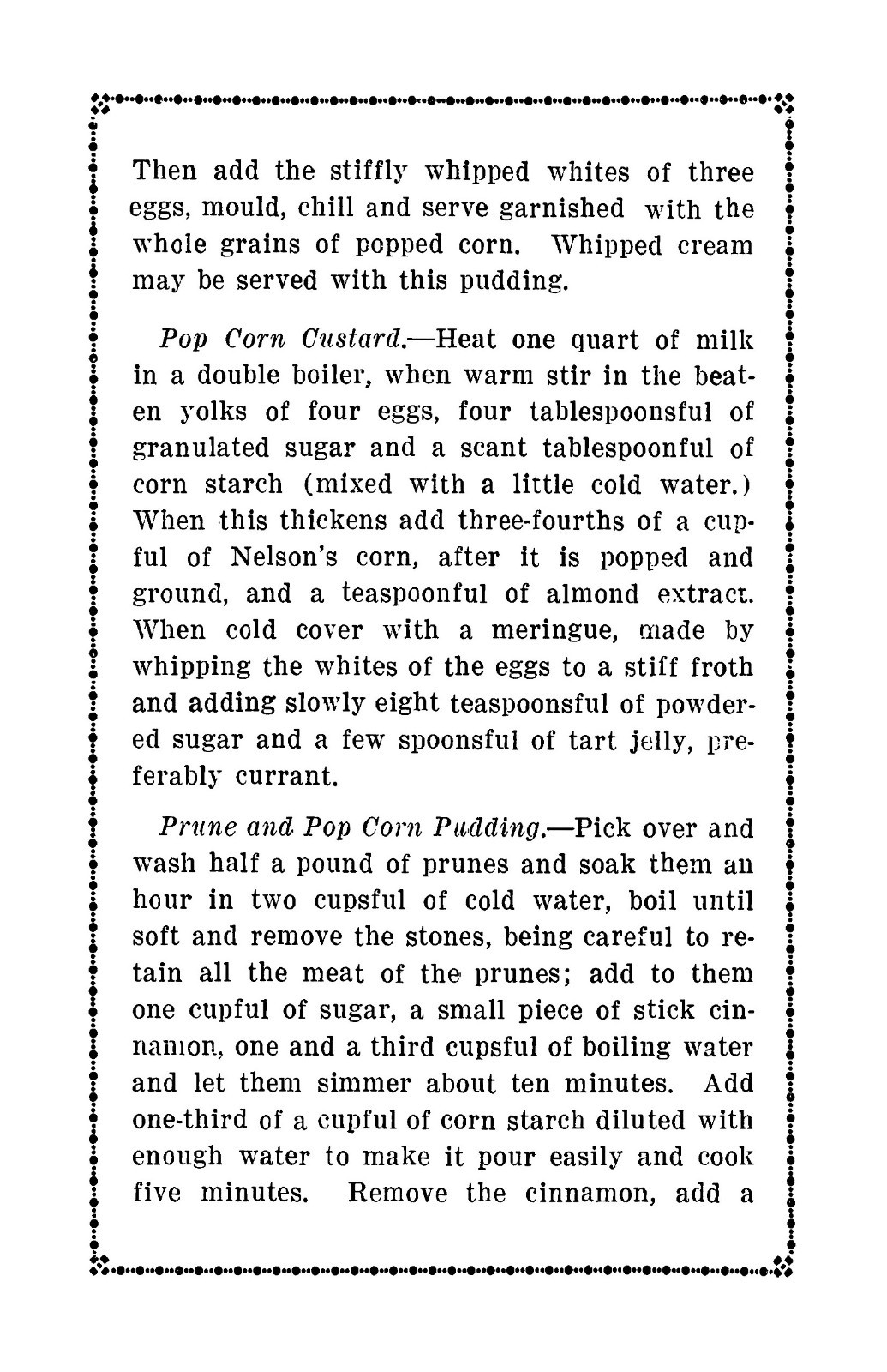 1916 Nelson’s Pop Corn Recipes Cook Book 18 Pages