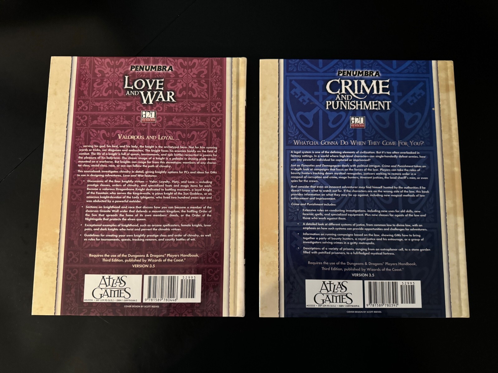 Penumbra: Love And War Crime Punishment Atlas Games D&D d20 3.0 HC EX BX 937