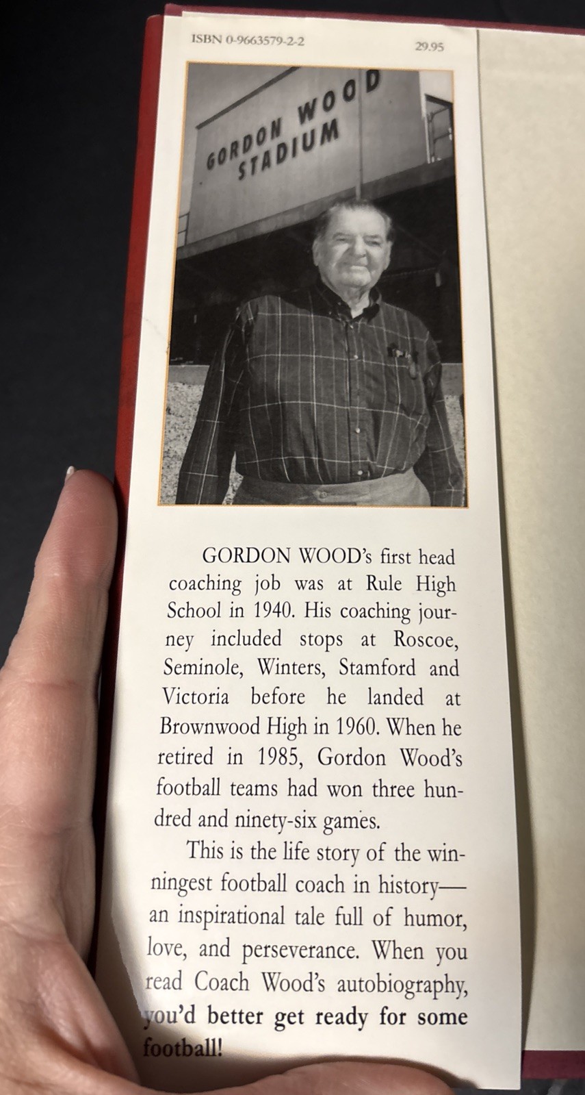SIGNED~Coach of the Century-An Autobiography by Gordon Wood/John Carver~HCDJ