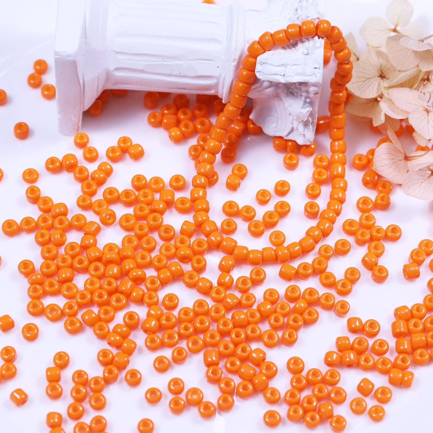 Orange Color 4mm Seed Beads About 1200pcs/100Grams in Bag, 6/0 Glass Craft Beads