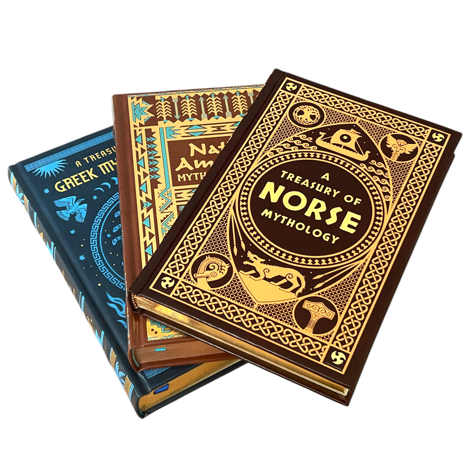 3-Book Set: Greek, Norse, Native American Mythology Bounded LEATHER Hardcover