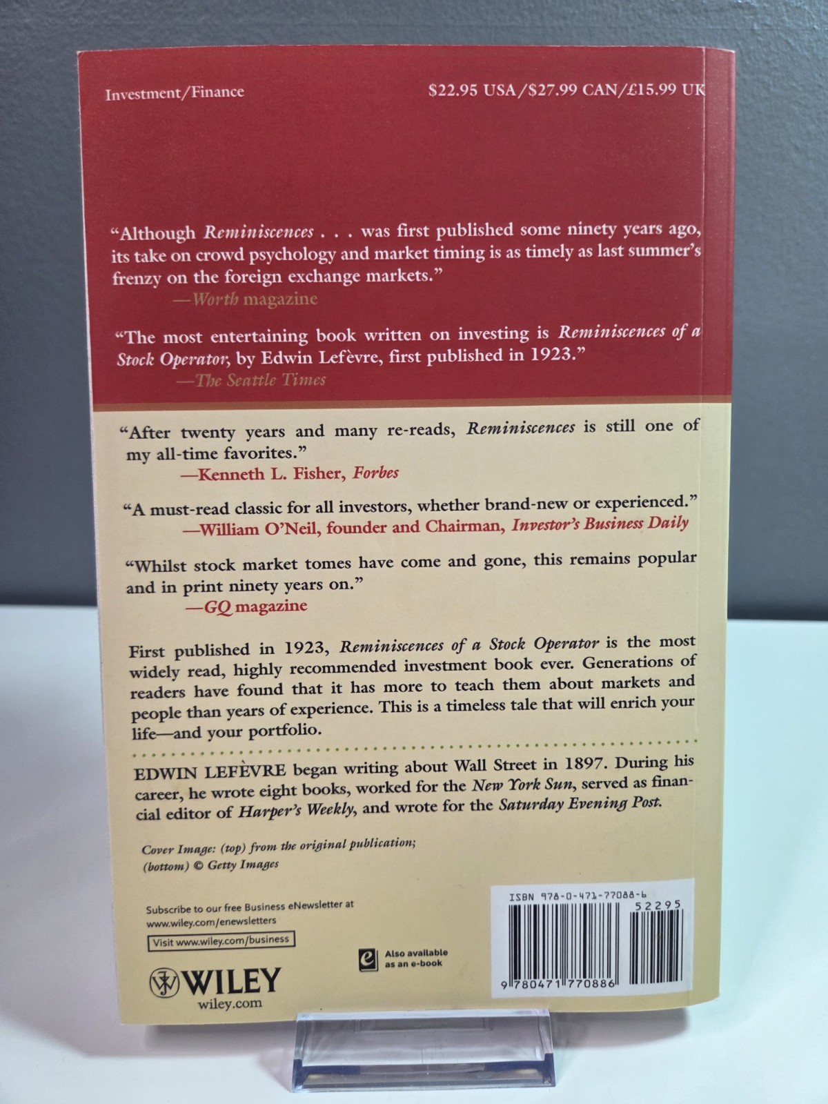 Reminiscences of a Stock Operator by Edwin Lefèvre (2006, Trade Paperback)