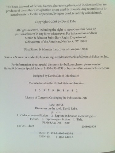 Dinosaurs on the Roof: A Novel (1st Ed, Signed) by David Rabe