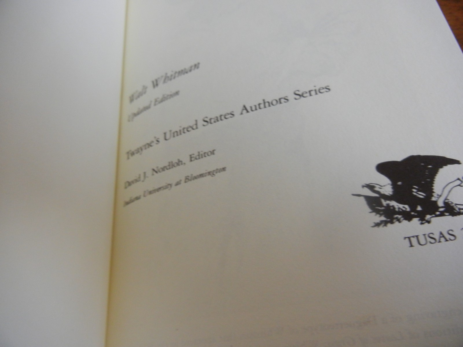 WALT WHITMAN UPDATED EDITION – JAMES E. MILLER, JR. HARDCOVER DUSTCOVER 1990