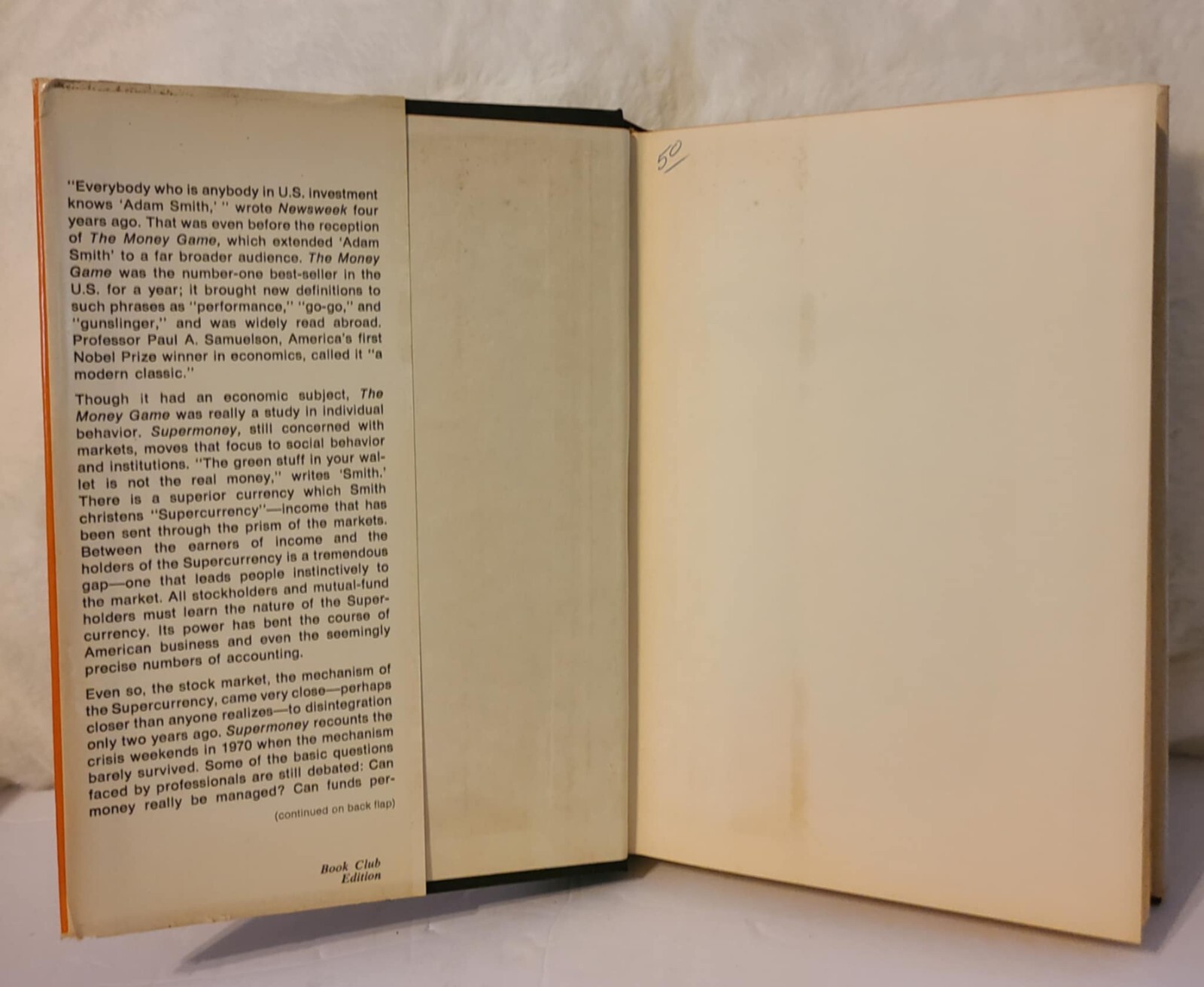 Super-money Adam Smith 1972 Random House Hardcover W/DJ Finance History 1st Ed.