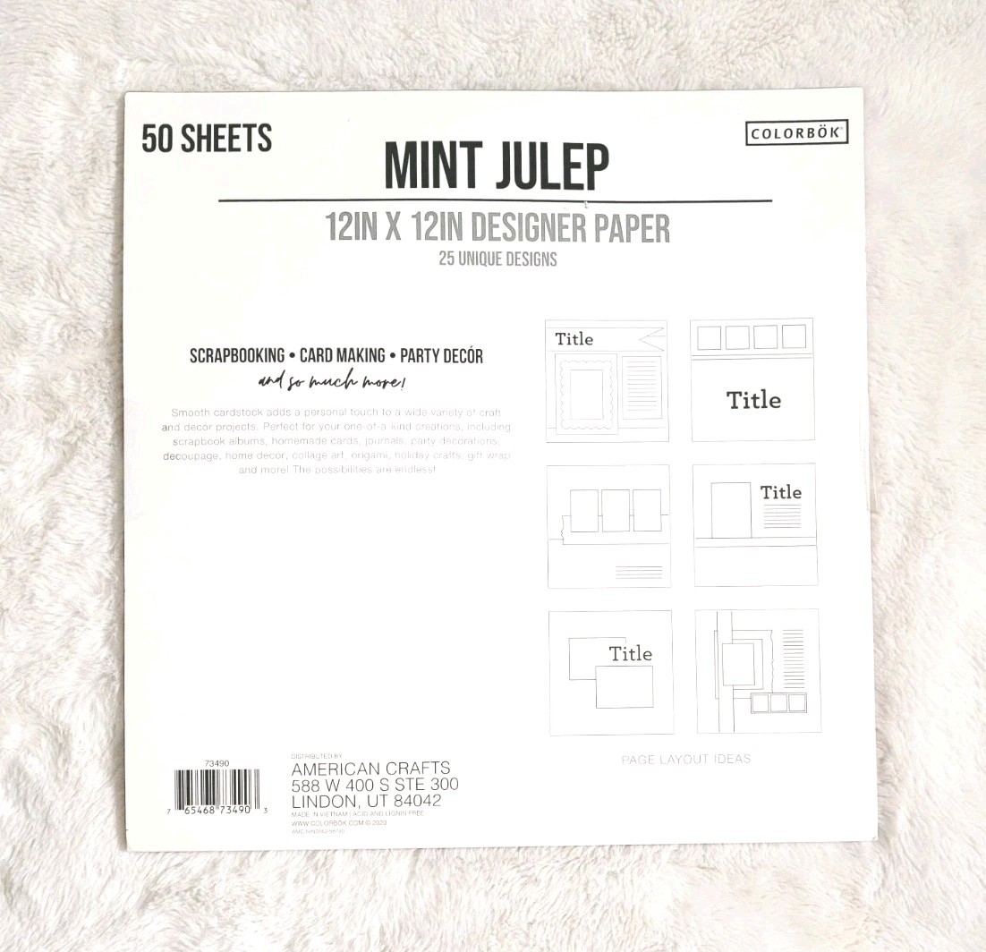 Colorbök Mint Julep Scrapbook Paper 12×12″ 50 Sheet Pad High Quality Paper