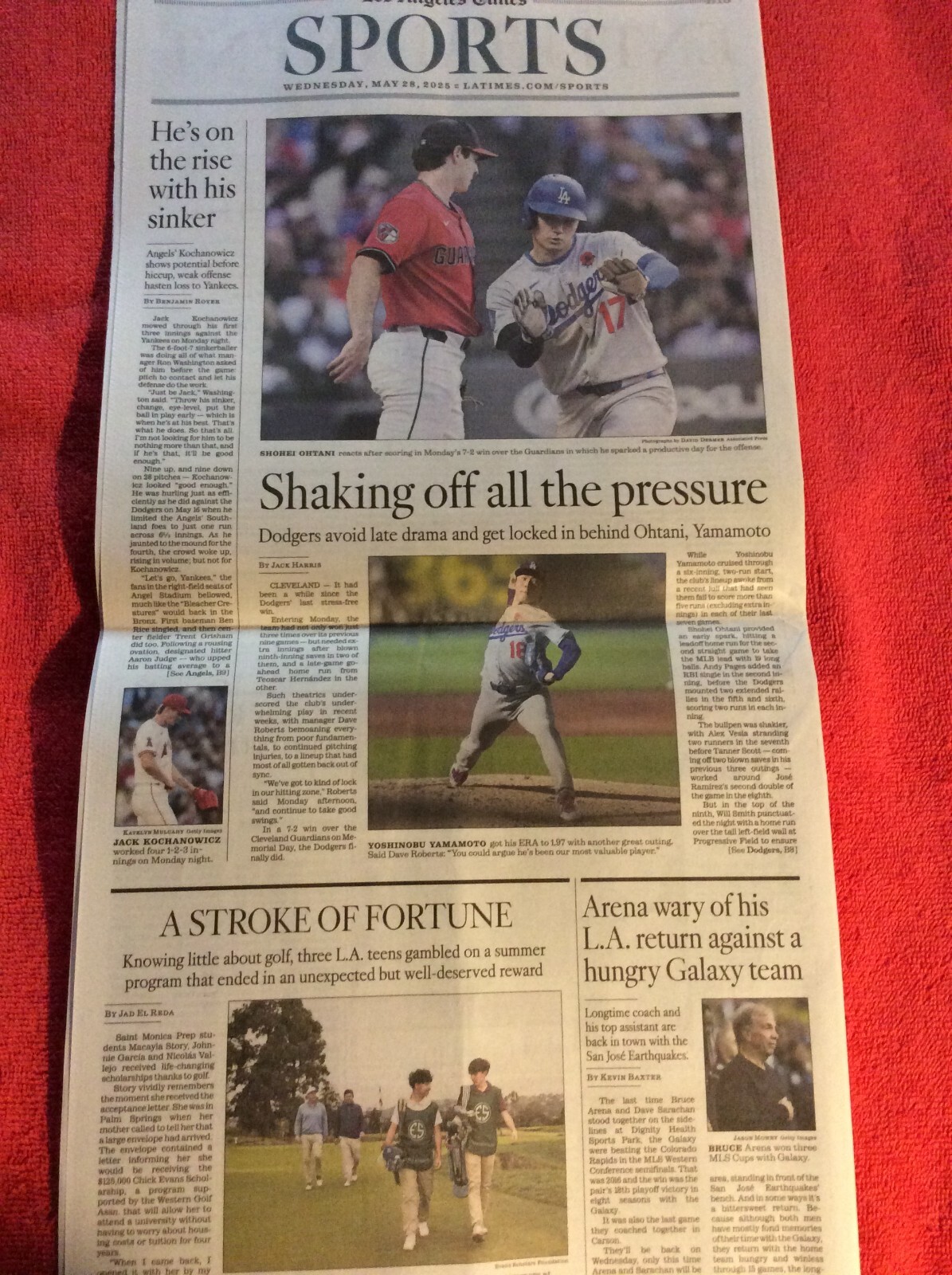 LA TIMES SPORTS SECTION MAY 28 2025 DODGERS SHOHEI OHTANI YOSHINOBU YAMAMOTO