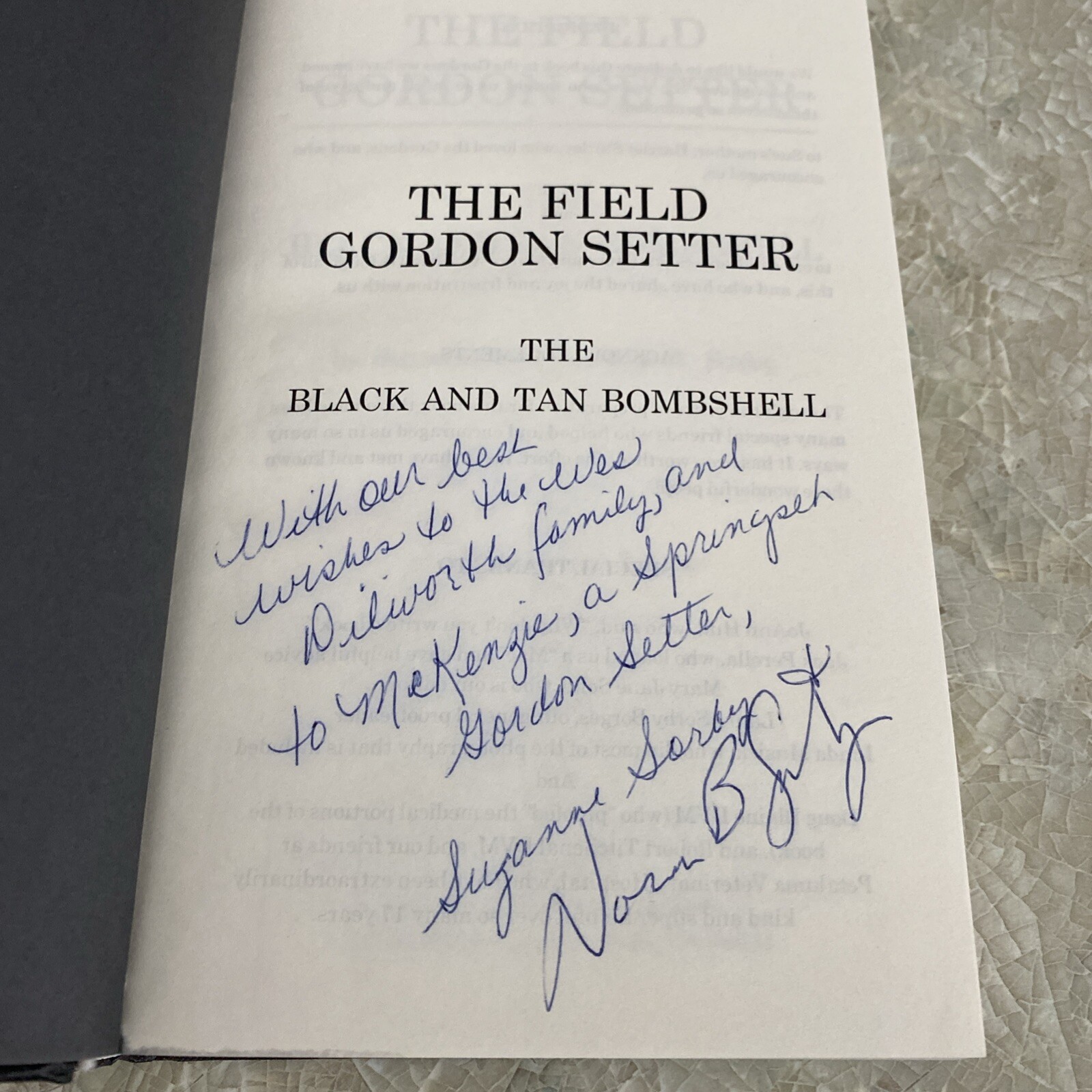 Signed THE FIELD GORDON SETTER: THE BLACK AND TAN BOMBSHELL Suzanne Sorby Norma