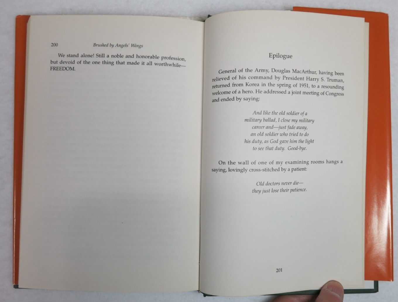 Brushed by Angels’ Wings (Signed) by Ronald Dew, M.D., Hardback 201 pages