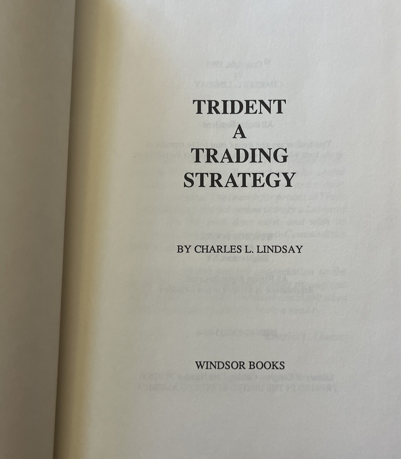 Trident: A Trading Strategy Hardcover By Lindsay, Charles