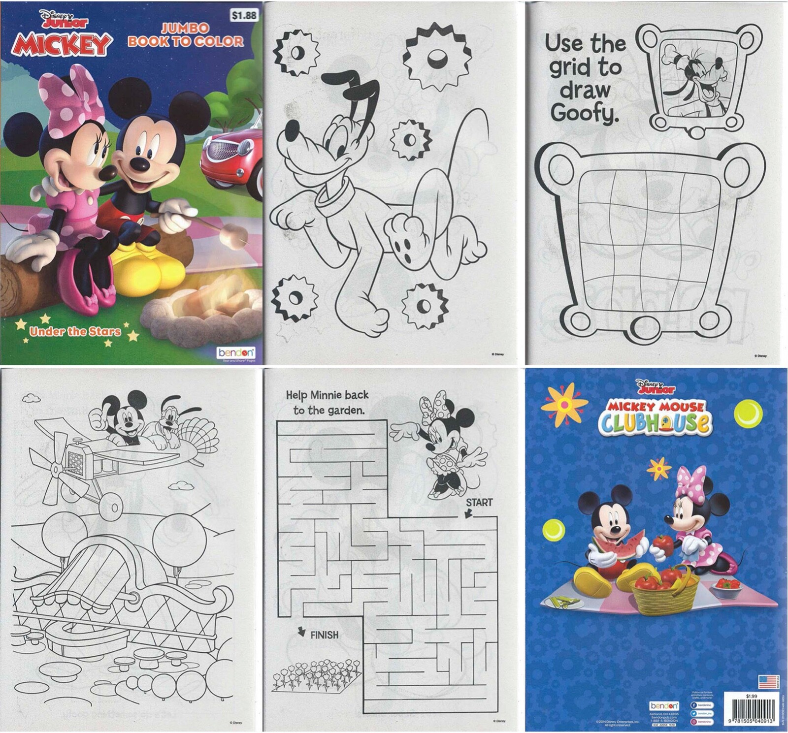 Lot of 3 Disney Mickey Mouse Coloring Books Activity – Children Kids Boys Girls