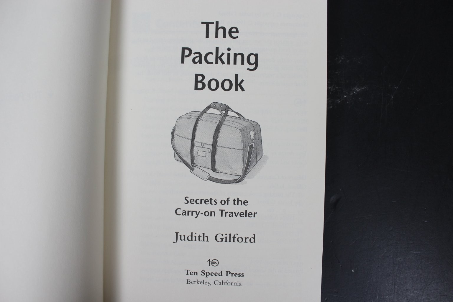 The Packing Book Judith Gilford 1994 First Printing Travel Guide Ten Speed Press