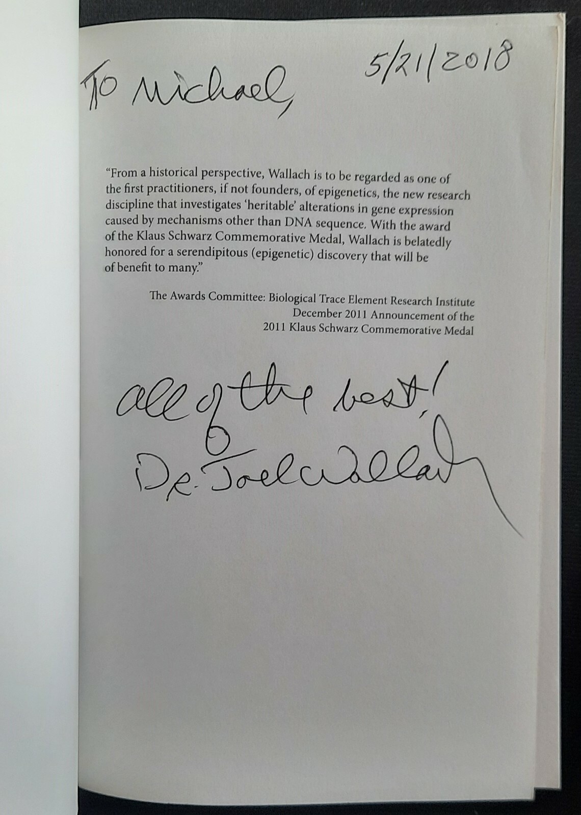 EPIGENETICS THE DEATH OF THE GENETIC THEORY OF DISEASE TRANSMITION DR. Wallach