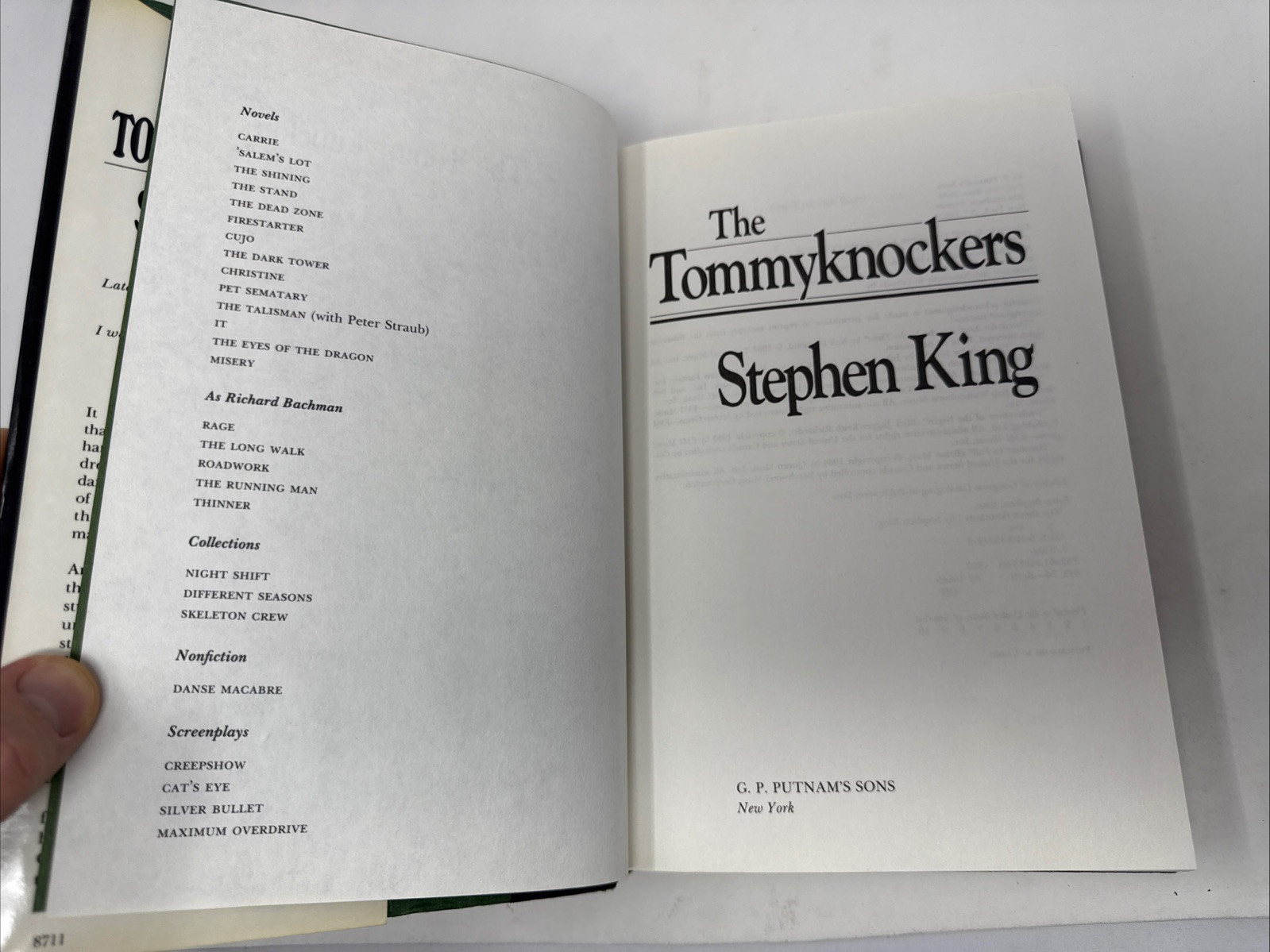 THE TOMMYKNOCKERS by Stephen King 1st Edition 1st Printing GP Putnam’s Sons 1987