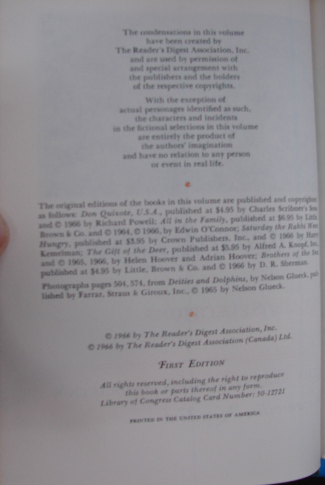 Reader’s Digest Condensed Books Vo. 4 1966 H418