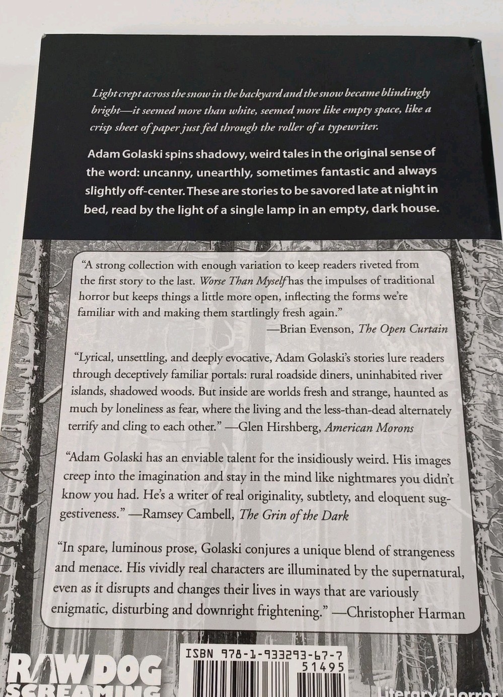 Worse Than Myself by Adam Golaski (2008, Paperback) “Cambell blurb” edition