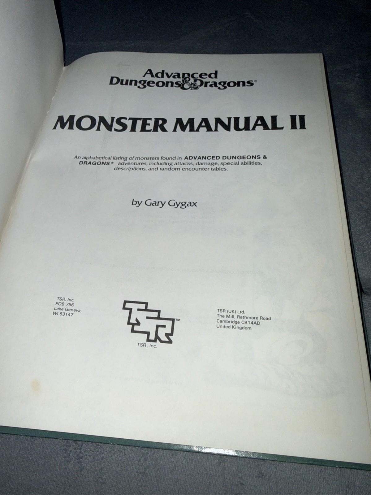 Monster Manual II AD&D #2016 Advanced Dungeons and Dragons 1983 TSR Hardcover