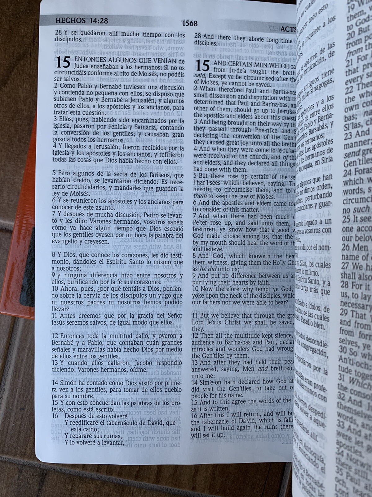 BIBLIA BILINGUE REINA VALERA1960/KJV Bilingual Bible PIEL FABRICADA 10 PUNTOS