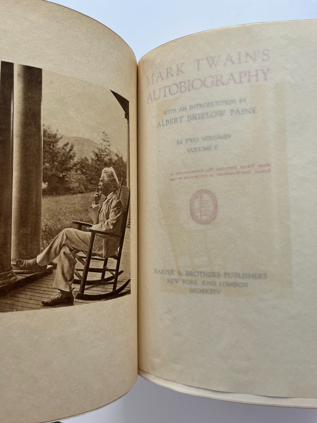 MARK TWAIN ~ Autobiography, 1924, 1st Edition, 2 Vol Set photogravure portraits