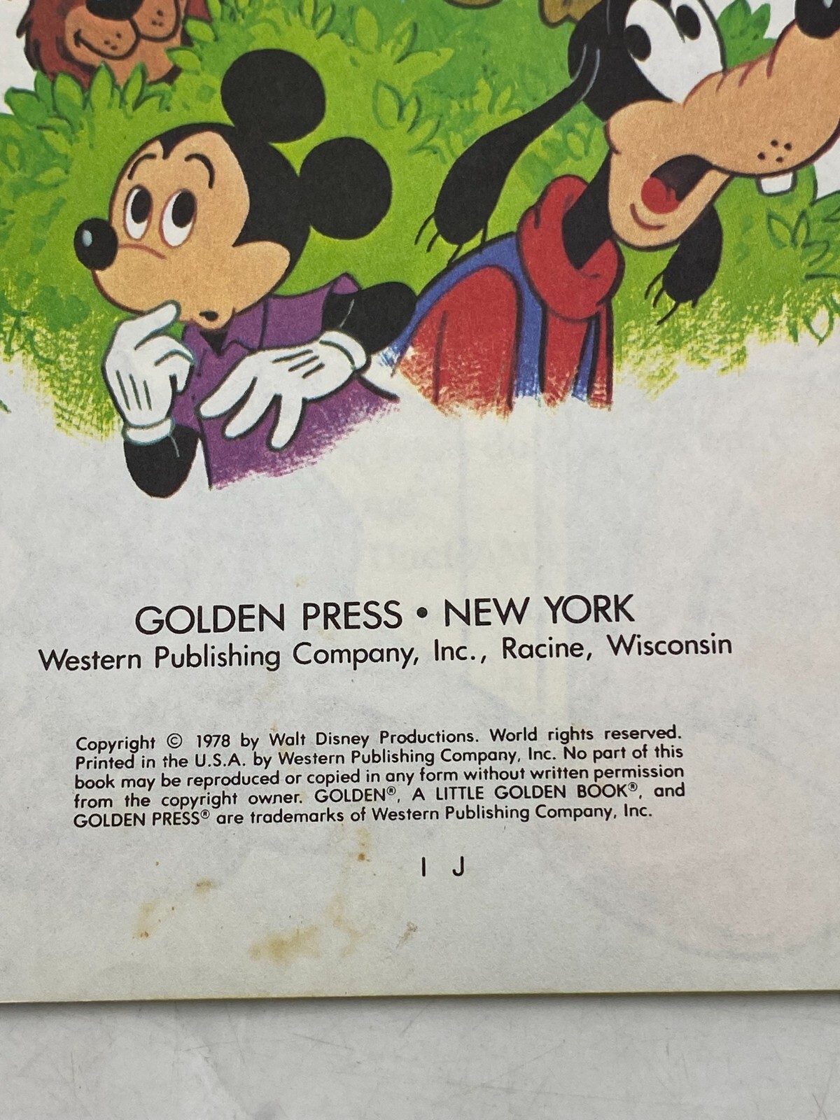 Mickey Mouse and Goofy THE BIG BEAR SCARE VTG Little Golden Book Disney 1978