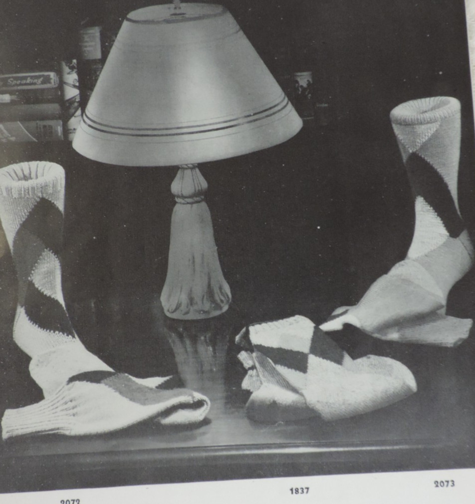 2 Knitting Socks Magazines #20/#340 Women/Men/Child Slippers/Sweater 1950s