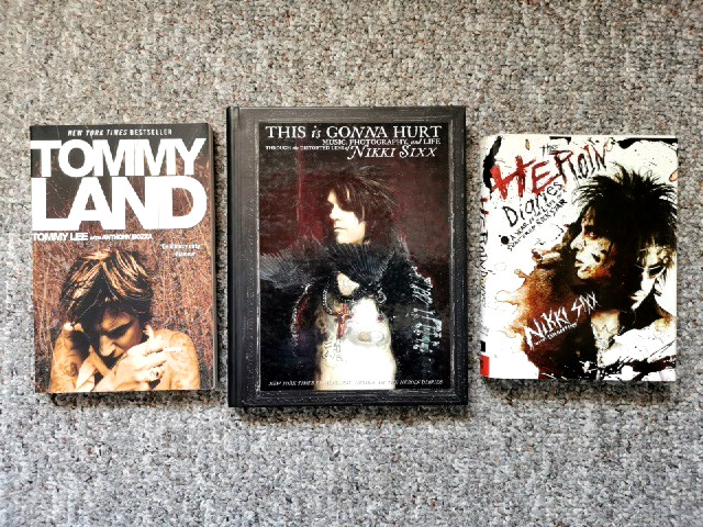 3 MOTLEY CRUE BOOKS TOMMYLAND HURT HEROIN DIARIES NIKKI SIXX HARDCOVERS