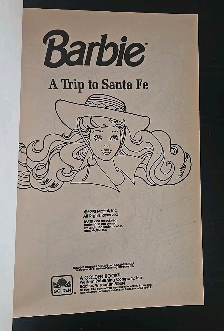 Vintage 1990 Mattel BARBIE Coloring Book A TRIP TO SANTA FE Golden # 1218-5 NOS