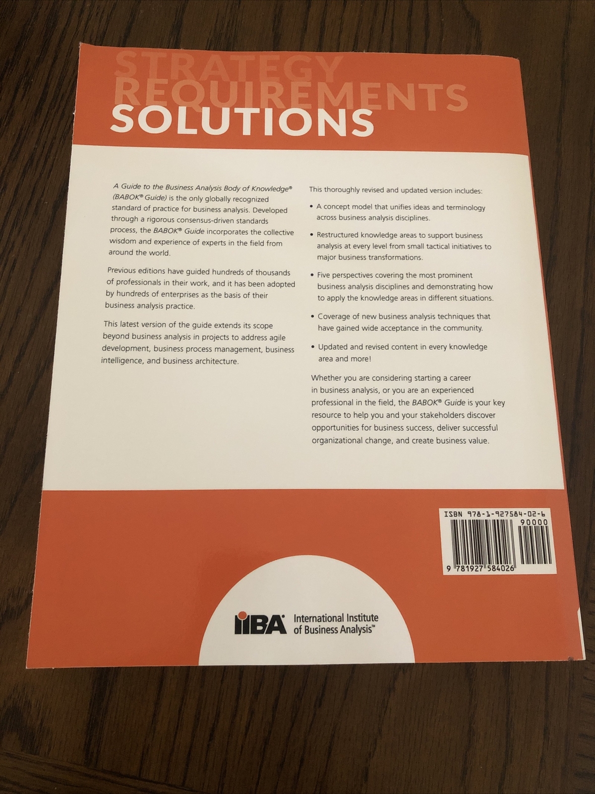 A Guide to the Business Analysis Body of Knowledge (Babok Guide) by Iiba (2015,