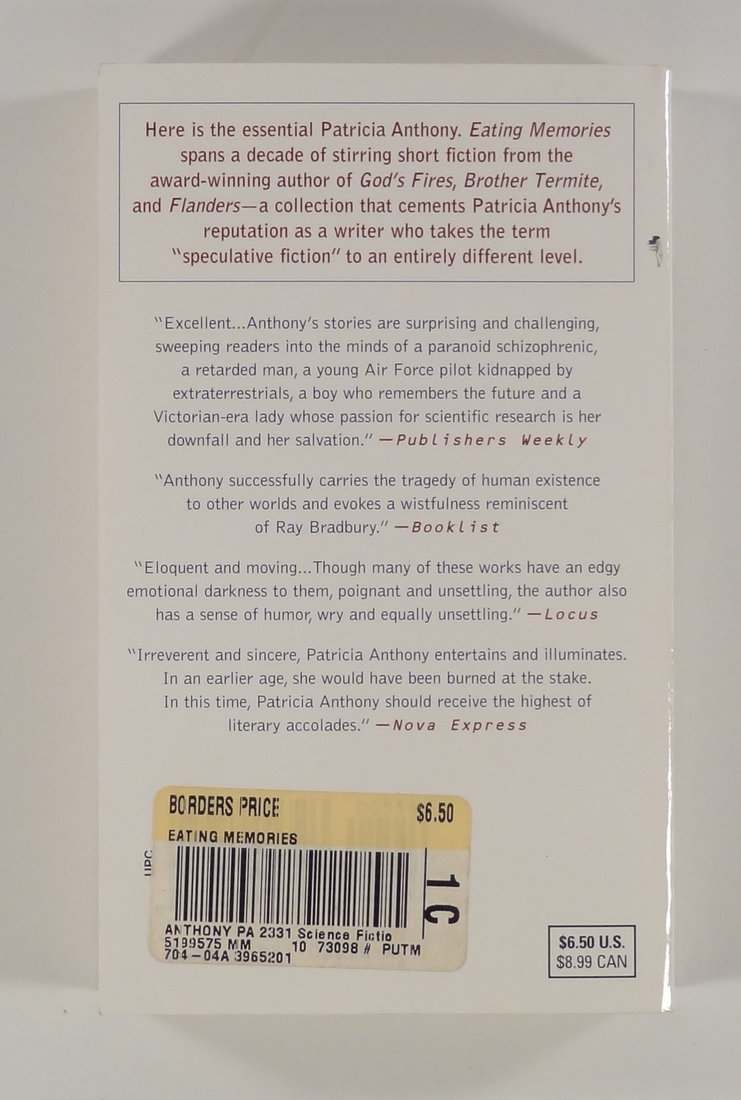 1998 Patricia Anthony EATING MEMORIES short stories speculative science fiction