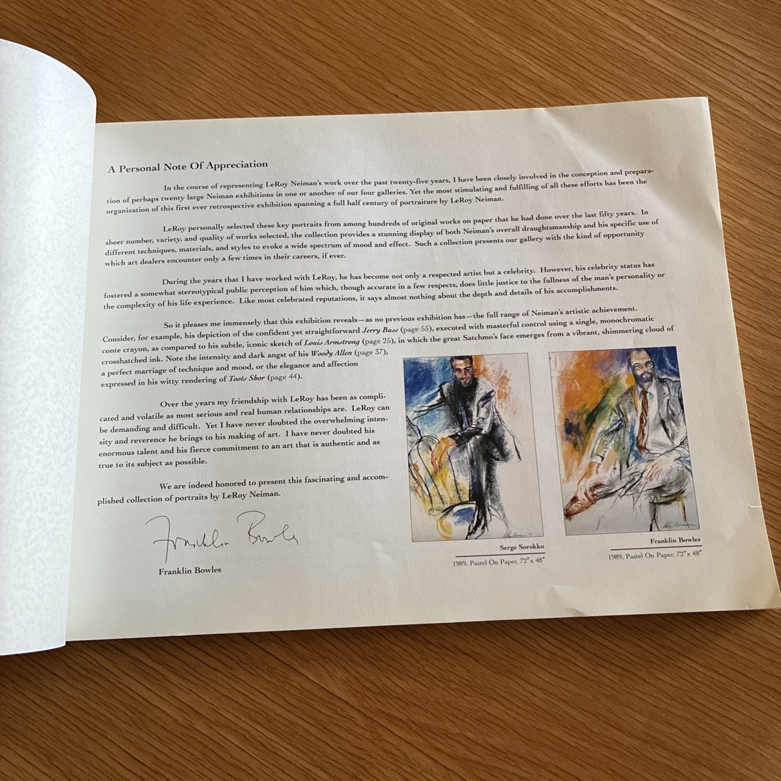 Leroy Neiman Autographed SIGNED Book Portraits Of Our Times 1946-1996 Softcover