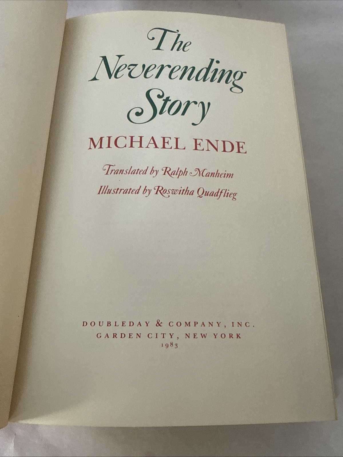 THE NEVERENDING STORY, Ende, 1ST EDITION & PRINTING, Doubleday, 1983