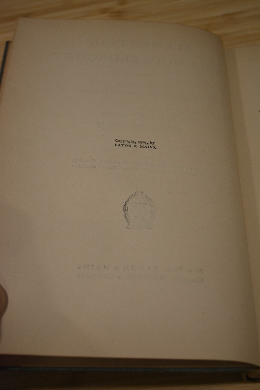 Elements of Religious Pedagogy by Fred Lew Pattee 1909 Eaton & Mains Vintage HC